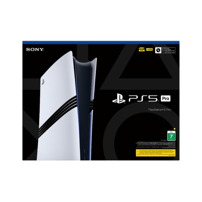 Sony PlayStation 5 Pro Console, Up to 120fps With 120Hz Output, Support 8K Output, 8x Zen 2 Cores at 3.85GHz CPU, Custom RNDA 3 (TBC), 16GB RAM, Custom 2TB SSD, International Version, White | PS5-Pro | INTL VERSION