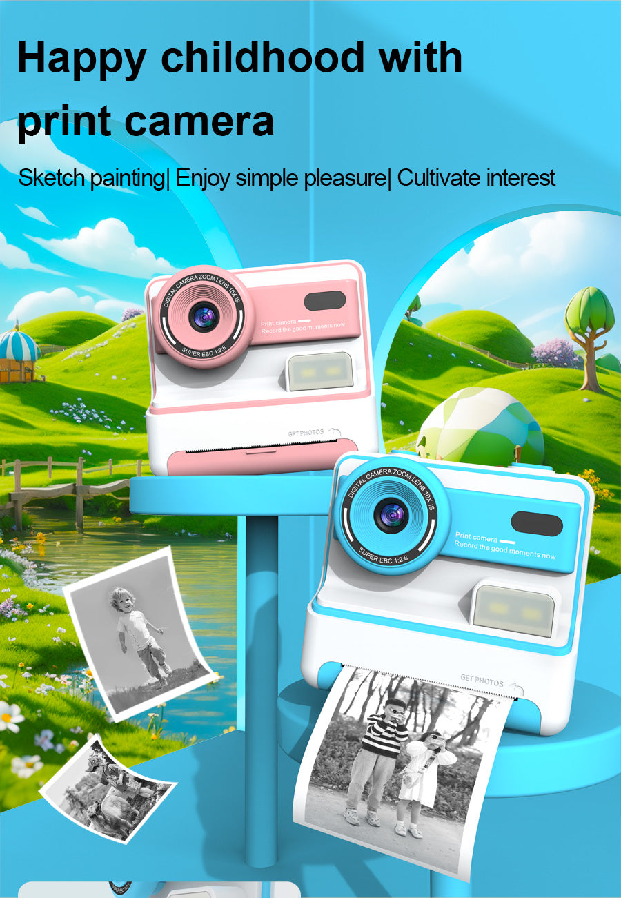 D101 HD Screen Dual Lens Kids Instant Camera Photo Thermal Printer