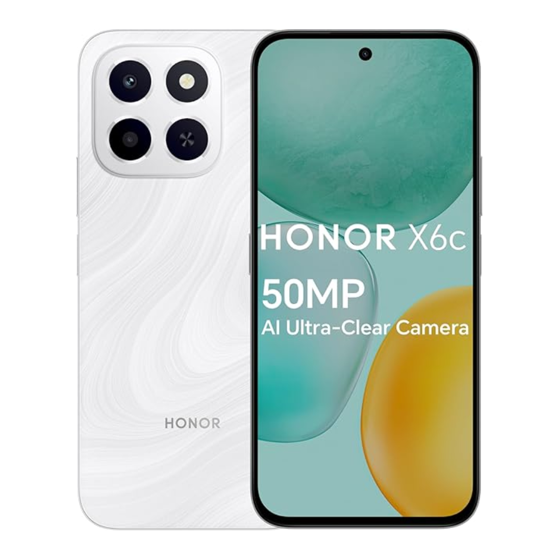 Honor X6c 128GB 6GB RAM in Moonlight White color - official smartphone image