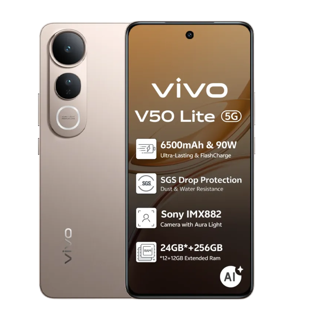 Vivo V50 Lite 5G Titanium Gold smartphone .