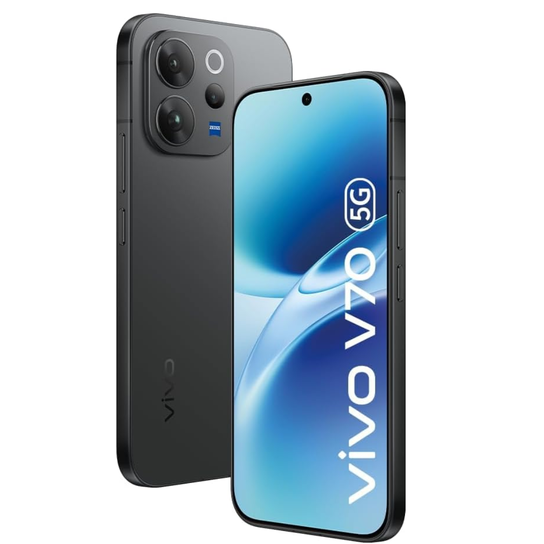 Vivo V70 5G 256GB 12GB RAM in Authentic Black color - official smartphone image