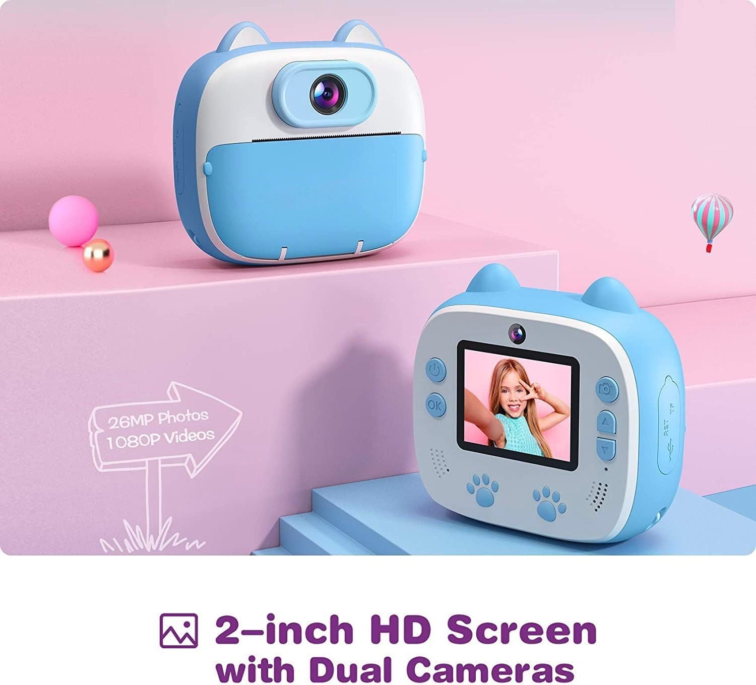 D13 HD Screen Dual Lens Kids Instant Camera Photo Thermal Printer