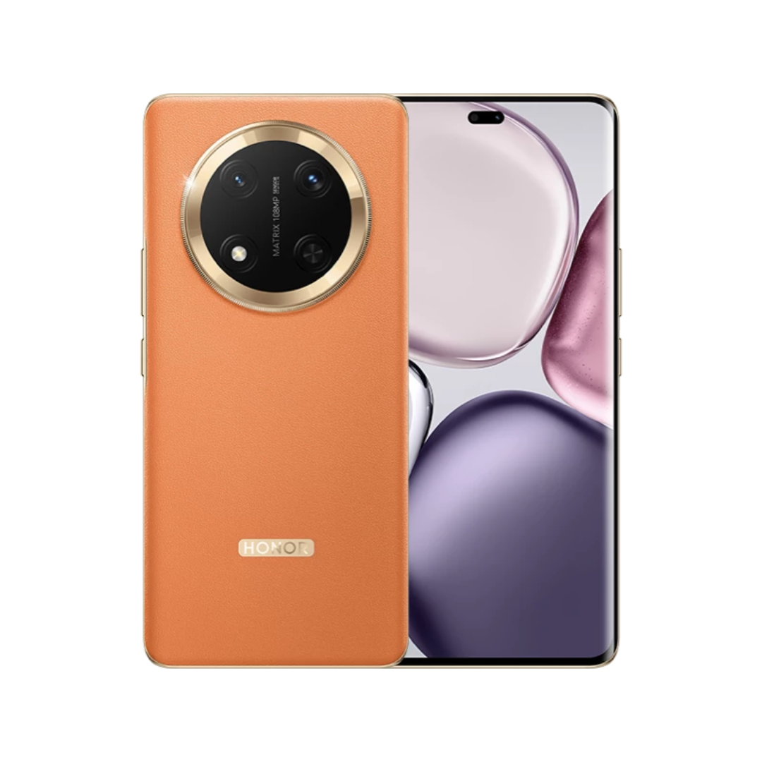 Honor X9c Sunrise Orange 5G smartphone front and back UAE